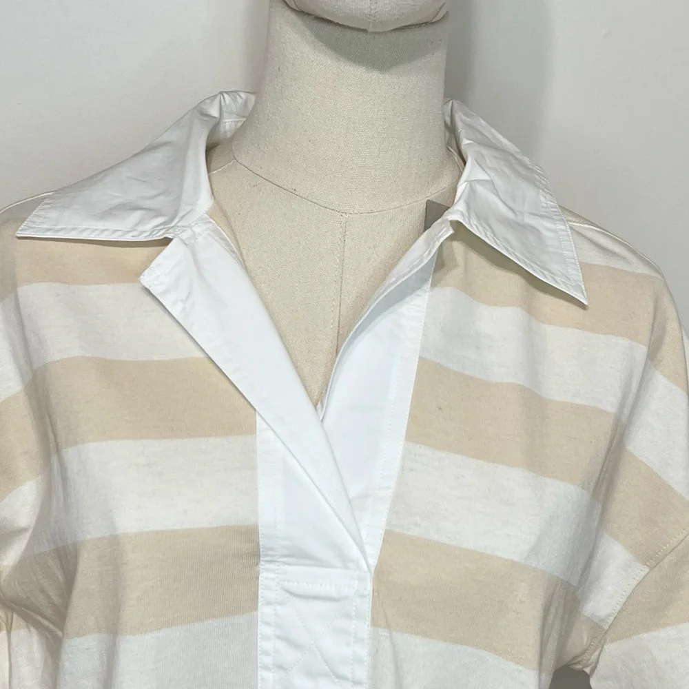 Everlane The Organic Cotton Polo Dress Striped Beige Size Small - Picture 9 of 12